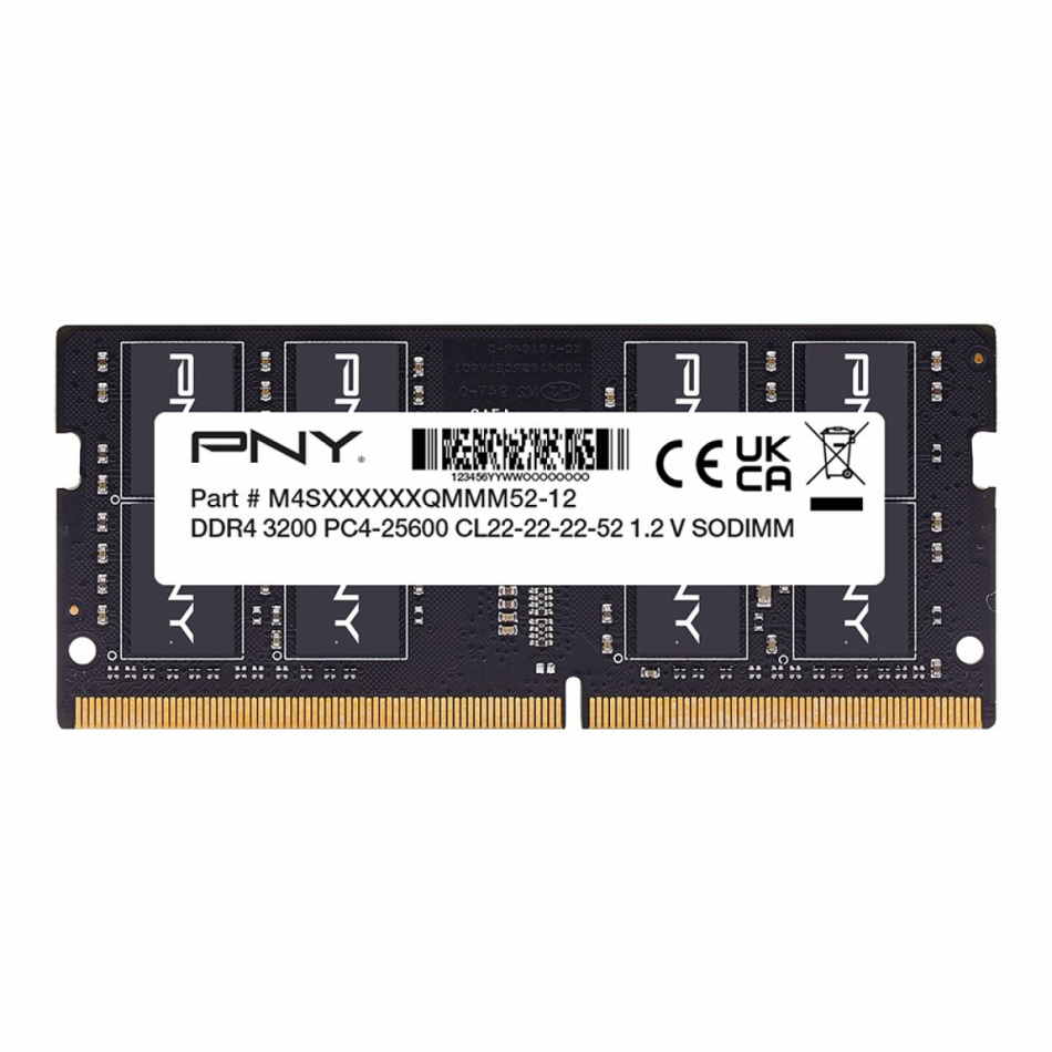 PNY DDR4 16GB - SO-DIMM de 260 espigas - 3200 Mhz / PC4-25600 - 1.2 V - CL22