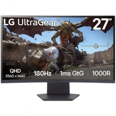 Monitor Gaming Curvo LG UltraGear 27GS60QC-B 27/ QHD/ 1ms/ 180Hz/ VA/ Negro