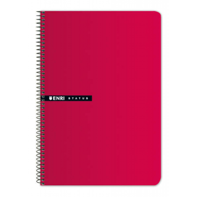 Enri Status Fº Tapa Dura Cuaderno Espiral 4x4 con Margen 100 Hojas Rojo - Resistente Tapa Dura - Cuadriculado 4x4 con Margen - 100 Hojas de Alta Calidad - Color Rojo