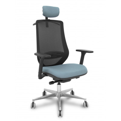Silla Mardos traslack malla negra bali gris brazo 3D cabecero perchero base alum ruedas engomadas