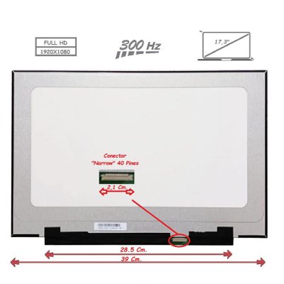Pantalla para portátil LED 17.3\ 40 Pines Full HD 300Hz Sin Brackets