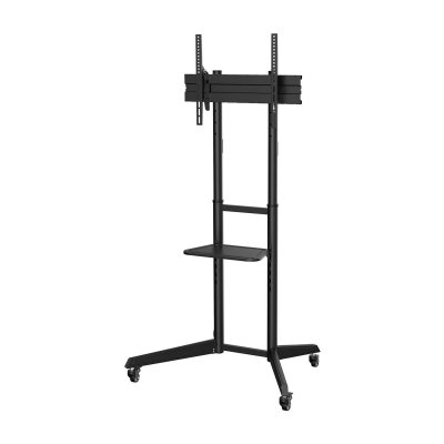 Soporte de Suelo ECO con Rueda, Bandeja para DVD para Monitor/TV 50Kg de 37-70, Negro
