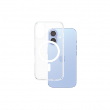 PanzerGlass ® HardCase Transparent w. White MagSafe iPhone 16 funda para teléfono móvil Transparente