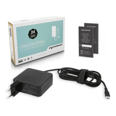 Cargador para portátil universal automático 65W 20V 3.25A Type-C Negro Movano