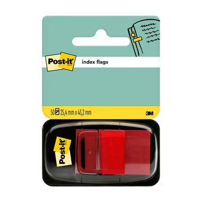 Post-it Index Dispensador con 50 Marcadores Reposicionables 25.4 x 43.2mm - Adherencia Firme - Para Marcar, Señalar o Destacar Informacion - 7100089833 - Color Rojo