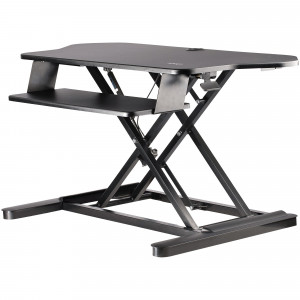 Convertidor Escritorio de Pie y Sentado de Esquina - con Bandeja para Teclado - con Superficie de 89cm x 53cm - Escritorio Ergonómico de Altura Ajustable - para Dos Monitores