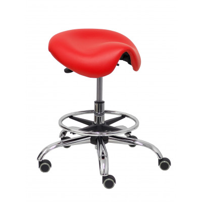 Taburete Zarza sin respaldo similpiel rojo