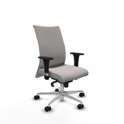 Albacete confidente XL sincro similpiel blanco brazos 1D cromados base aluminio ruedas 65 mm nailon
