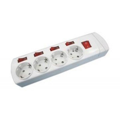 Base Electrica 4 Tomas Schuko +5 Interruptores y Cable 1,5mts BLANCO