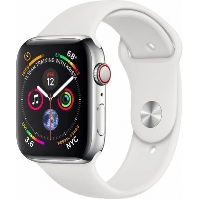 APPLE WATCH SERIES 4 GPS CELLULAR 44mm CAJA ACERO INOXIDABLE PLATA CON CORREA DEPORTIVA BLANCA - MT