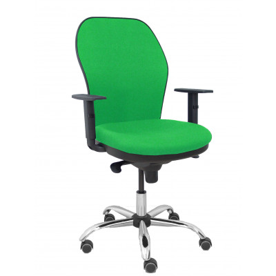 Silla Jorquera respaldo bali verde asiento bali verde base cromada y ruedas parqué
