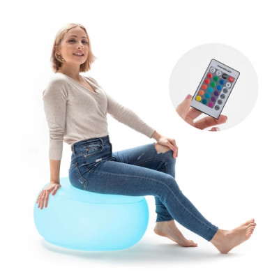 Asiento hinchable Innovagoods Pulight - Luz LED multicolor | Soporta hasta 100kg | Mando a distancia | 50x30 cm