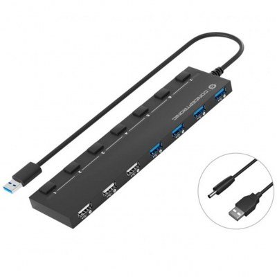 Hub usb 2.0 - 3.0 conceptronic hubbies09 4 puertos 3.0 3 puertos 2.0 con interruptores