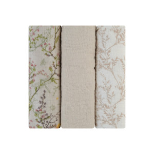 Juego de pañales de muselina 3 uds 75x75 cm Secret Garden Beige