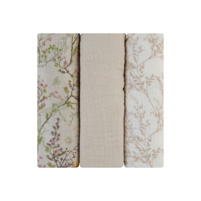 Juego de pañales de muselina 3 uds 75x75 cm Secret Garden Beige