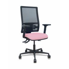 Piqueras y Crespo Silla Bormate asincro malla negra asiento bali rosa brazos 2D ruedas 65mm