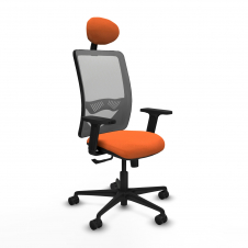 Piqueras y Crespo Zulema sincro malla gris bali naranja brazos 2D base nailon cabecero fijo ruedas 65mm nailon