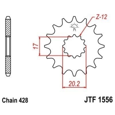 Piñon JT 1556 de acero con 12 dientes JTF1556.12