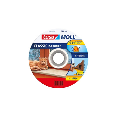 Tesa Moll Classic P-Perfil Burlete para Ventanas Perfil P 100m x 9mm x 4mm - Color Marron