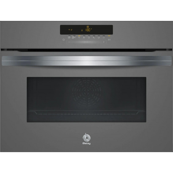 Horno compacto pirolítico Balay 3CB5878A6, 47 litros, 12 funciones, Aqualisis, AutoChef 10 recetas, Home Connect, clase A, cristal gris antracita