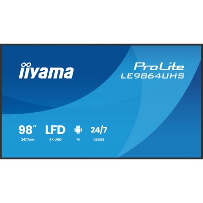 LE9864UHS-B1AG pantalla de señalización Pantalla plana para señalización digital 2,49 m (98) Wifi 500 cd / m² 4K Ultra HD Negro Procesador incorporado Android 24/7
