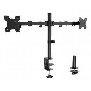 AISENS - SOPORTE DE MESA ECO GIRATORIO E INCLINABLE PARA MONITOR/TV 10KG (3 PIVOTES, 2 BRAZOS) DE 17-32, NEGRO