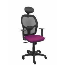 Piqueras y Crespo Silla Alocén malla negra asiento similpiel morado brazos regulables cabecero fijo