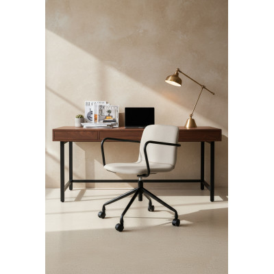 Silla Pictor giratoria tela beige base metálica ruedas nailon