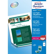 Avery Premium Colour Laser Photo Paper 120 g/m² papel para impresora de inyección de tinta A4 (210x297 mm) Brillo Blanco