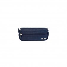 Milan Serie 1918 Estuche Portatodo Rectangular 2 Compartimentos - Tejido Resistente a las Roturas y Rasgaduras - Medidas 21x8,5x6,1cm - Color Azul Oscuro