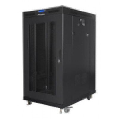 ARMARIO LANBERG RACK 19 22U 800X1000 FLAT PACK PUERTA PERFORADA CON LCD NEGRO