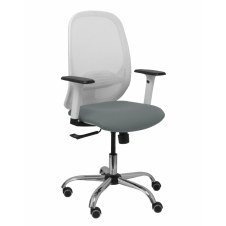 Piqueras y Crespo Silla Cilanco blanca malla blanca asiento bali gris brazo regulable base cromada ruedas de parque