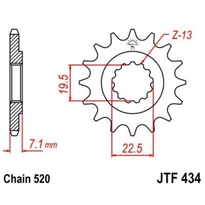 Piñon JT 434 de acero con 13 dientes JTF434.13