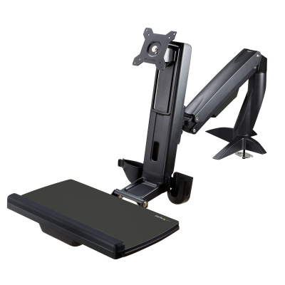 StarTech.com Brazo de Soporte de Pie y Sentado - Brazo Ajustable de Montaje en Escritorio de Pie o Sentado para Un Monitor VESA de hasta 27 - Ergonómico Articulado para Escritorio de Pie