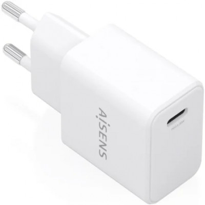 Cargador de Pared GaN Aisens A110-1023/ 1xUSB Tipo-C/ 20W/ Blanco