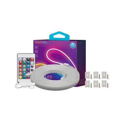 Vention Tira de Luces LED de Neon - Silicona - Control Remoto - USB 5V - 5m - Flexible y Duradera - Resistente al Agua IP65