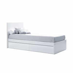 Cama junior 90x200 cm con cajones inferiores · KUBO White · Alondra