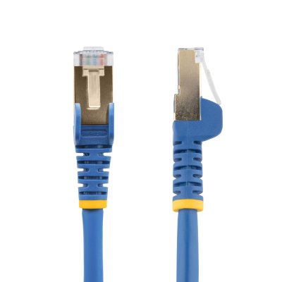 Cable de 0,5m de Red Ethernet RJ45 Cat6a Blindado STP - Cable sin Enganche Snagless - Azul