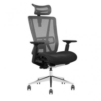 Cromad Senior SE1200 Silla de Oficina - Altura Ajustable con Elevador de Gas de Grado 4 - Reposacabezas, Reposabrazos 3D y Soporte Lumbar Ajustables - Respaldo de Malla - Ruedas de Nailon 360º - Color