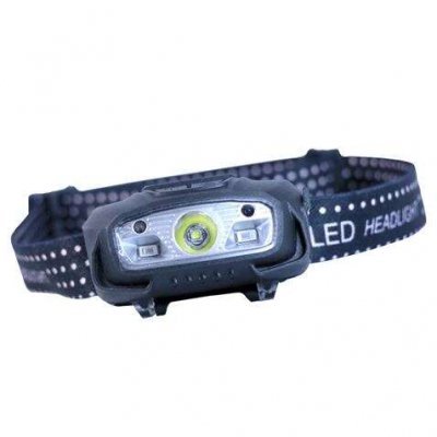 Linterna frontal LED Elbat - 220 lm | Detección por movimiento | Resistente al agua | Ligera | Color negro