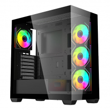 GABINETE XZEAL XZ-140 MID-TOWER ATX 4 VENTILADORES ARGB NEGRO