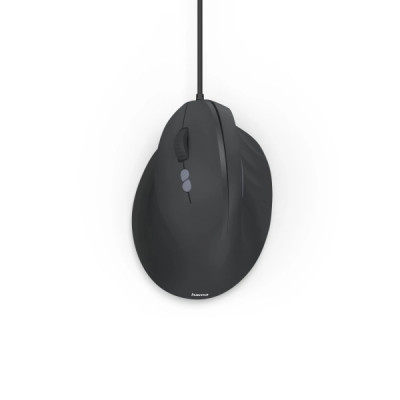 Hama ECM-500L Raton Optico Vertical para Zurdos 1800dpi - Cable 180cm - Ergonomico - Silencioso - 7 Botones - 8.6x7.1x11.5cm - Color Negro