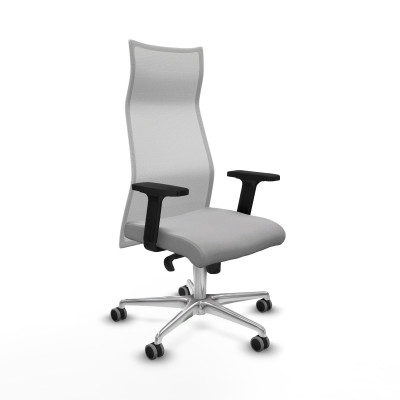Albacete malla sincro malla blanca bali gris claro brazos 2D base aluminio ruedas 65mm engomadas