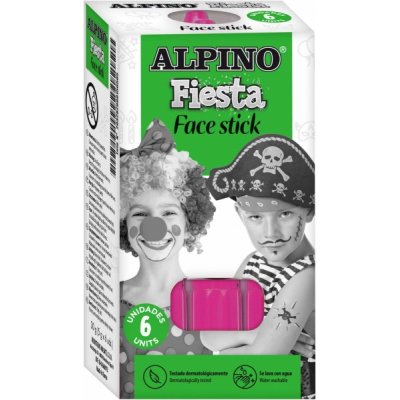 Alpino Fiesta Face Stick Pack con 6 Barritas de Pintura Facial - Sistema Retractil Giratorio - Se Lava con Agua - Testado Dermatologicamente - Color Rosa