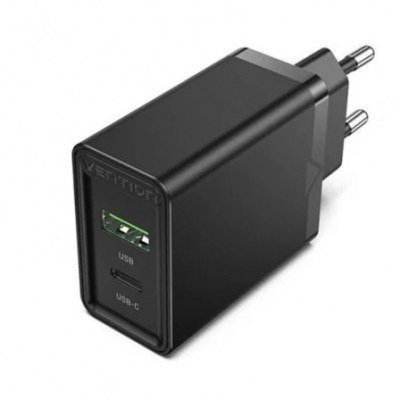 Cargador de Pared Vention FBBB0-EU/ 1xUSB Tipo-C/ 1xUSB/ 20W
