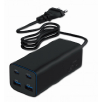 CARGADOR RAPIDO GEMBIRD USB POWERDELIVERY GAN DE 4 PUERTOS 100 W NEGRO