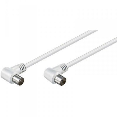 Cable Antena TV Macho-Hembra Acodados 2,5m BLANCO