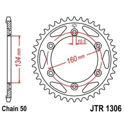 Corona JT 1306 de zinc negro con 43 dientes JTR1306.43ZBK