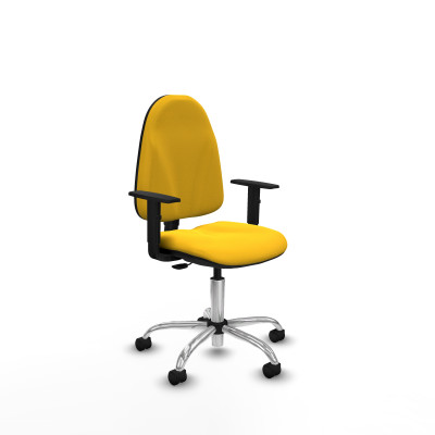 Algarra CP similpiel amarillo brazos 1D base cromada ruedas nailon 50mm