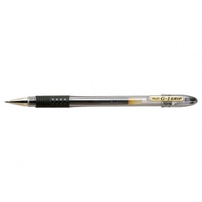Pilot Boligrafo de Gel G1 Grip - Recargable - Grip de Goma - Punta de Bola 0.5mm - Trazo 0.3mm - Cuerpo Transparente - Color Negro